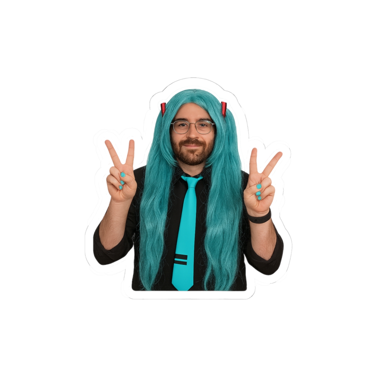 Hatsunabi HasanAbi Hatsune Miku Crossover Sticker | Cute Vinyl Decal - alternate angle 1, merchandise