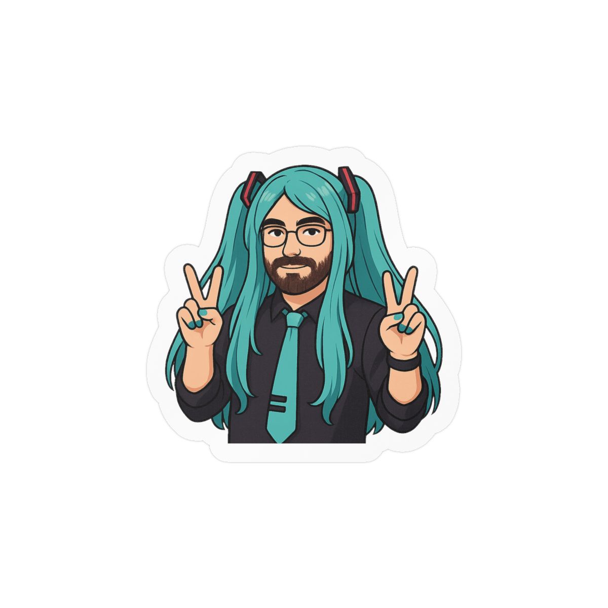 Hatsunabi HasanAbi Hatsune Miku Crossover Sticker | Cute Vinyl Decal - alternate angle 1, merchandise