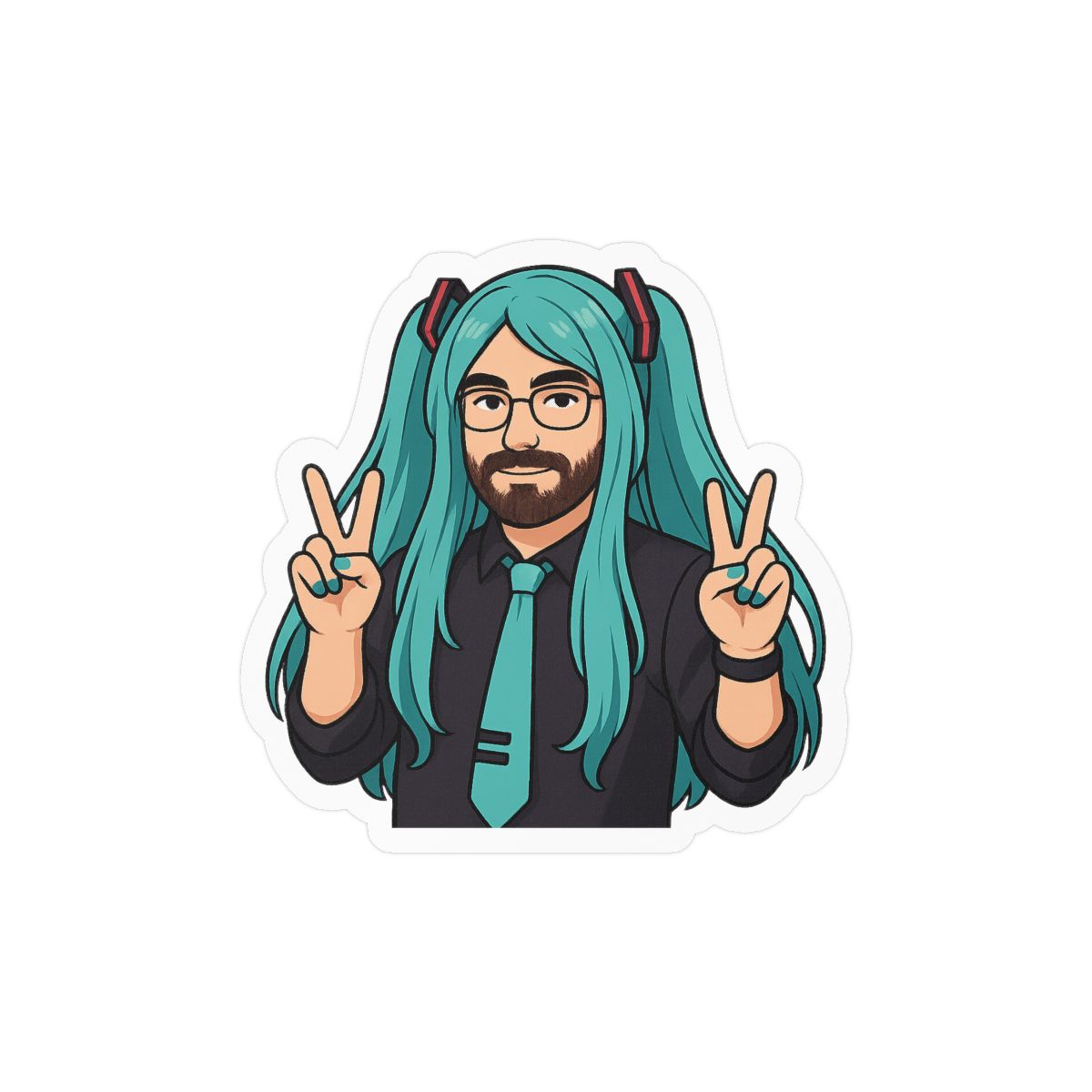 Hatsunabi HasanAbi Hatsune Miku Crossover Sticker | Cute Vinyl Decal - alternate angle 2, merchandise